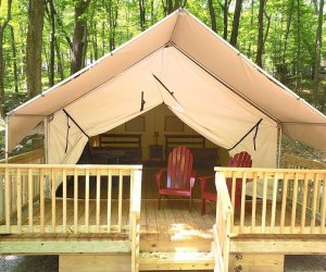 A luxury tent at Kymer's Camping Resort in New Jersey.