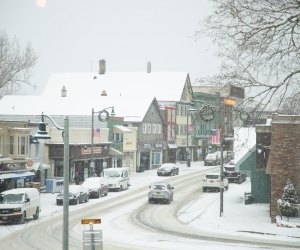 Lake Placid snowy Main Street Things to Do in Lake Placid on a Winter Vacation Status message