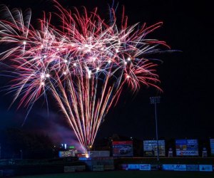 The Jersey Shore BlueClaws light up the baseball diamond and the skies with 17 nights of fireworks this summer. Photo courtesy of The Jersey Shore BlueClaws