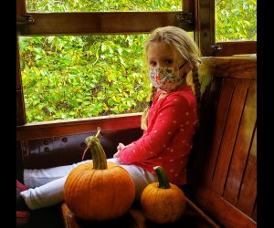 Kids are wide-eyed taking a trolley ride to a pumpkin patch where they can PYO to decorate at the museum's craft tables. Photo courtesy of the Connecticut Trolley Museum