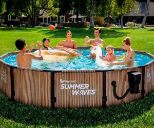 Summer Waves Natural Teak Elite pool, photo courtesy of the Polygroup Store on Amazon.