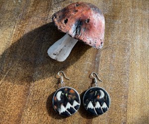 Pottery earrings from Hudson Valley small business Leah's Pottery and Crafts