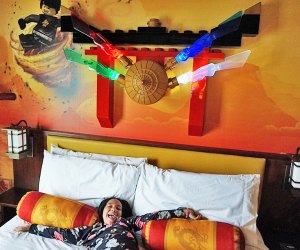 Legoland NY Hotel girl in bed
