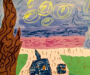 Do you have a potential Van Gogh in the family? Find out at a Long Island art class. Mixed media art interpretation of Starry Night by Henry Sumersille