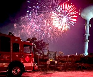 The Town of Hempstead hosts its annual Salute to Veterans event, which features a concert and fireworks display. Photo courtesy of the Point Lookout Lido FD