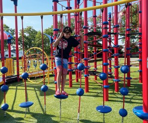 Newbridge Road Park Playground boys on a ropes course on a park playground