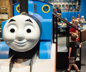 Climb aboard a large model of Thomas the Tank Engine at the Long Island Children's Museum this weekend. Photo courtesy LICM