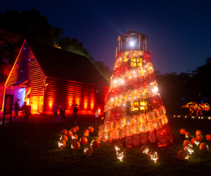 Walk the immersive pumpkin trail on the grounds of a 19th-century village at The Great Jack-o'-Lantern Blaze: Long Island.  Photo courtesy of the event