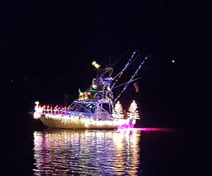 Boats will light up New Rochelle Harbor on Saturday. Photo courtesy of the Lighted Boat Parade