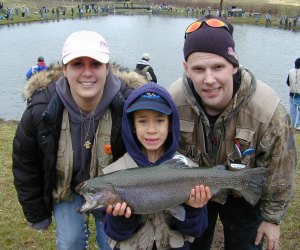 Help mom catch a big one while fishing at Linvilla Orchards. Photo courtesy of Linvilla