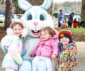 Stopping for an Easter Bunny picture at an egg hunt. Photo courtesy of the Lisle Easter Egg Hunt