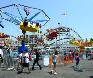 Luna Park Guide: View of the kiddie rides with the Cyclone in the background