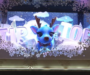 Tip Toe's journey is laid out storybook-style in Macy's Broadway holiday windows display.