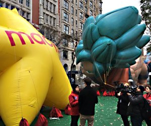 Close-up view of the Macy's Balloons coming to life 