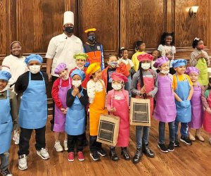 Kids get their own chef's hats and aprons during Maggiano's cooking classes. Photo courtesy of Maggiano's