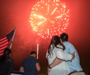 The show at the Marina dazzles as the fireworks reflect in the ocean. Photo courtesy of VisitMarinaDelRey.com 