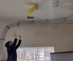 Kids go crazy playing with air flow and gravity in the Early Learn Junction exhibit at the Mid-Hudson Children's Museum. 