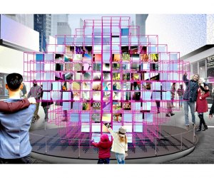 Heart Squared by MODU and Eric Forman Studios is Times Square's Valentine Heart Design Winner. Rendering courtesy of the artist