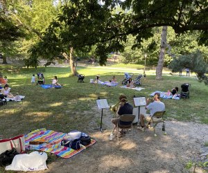 Classical music  class in Central Park with Mozart for Munchkins. Photo courtesy Mozart for Munchkins.