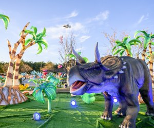 Go back to another time and make friends with dinosaurs! Check out LuminoCity Dino Safari in Orlando, now until June 16, 2024. Photo courtesy LuminoCity