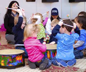 Kids feel the beat at a Musical Munchkins music class. 