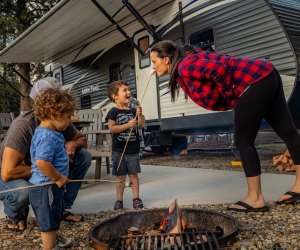 Cozy up to private fire pits at Mystic KOA. Photo courtesy of the campground