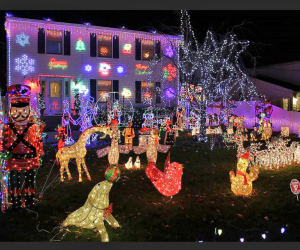 Fifth Street in Ronkonkoma is aglow with Christmas lights during the holidays.