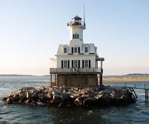 Bug Light, near Greenport, is one of only a few offshore lighthouses on Long Island to allow visitors. Photo courtesy of the East End Seaport Museum