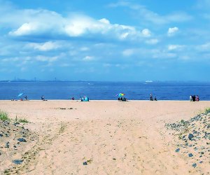 Looking through the dunes at Keansburg's free beach