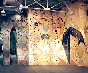 Brooklyn Bouldering is an all-ages rock-climbing gym and kid-friendly