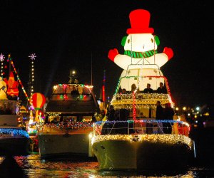 Boats light up the seas and the sky at the annual boat parade. Photo courtesy of the Newport Beach Boat Parade