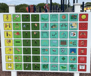 A non-verbal activity board helps kids communicate at the Toms River Field of Dreams Playground