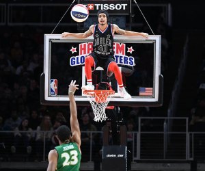 The Harlem Globetrotters take over the court at Barclays Center. Photo courtesy of the Globetrotters