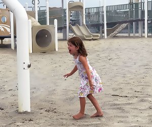 Get sprayed in the sand at Bayview Playground on LBI. Photo by Rose Gordon Sala