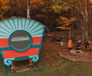 Bellfire's glamping resort in the Catskills offers creature comforts like a grill, fire pit, and even a sauna. 