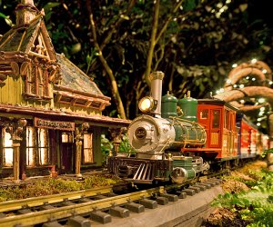 See model trains zooming through a botanical wonderland at the NYBG Holiday Train Show. Photo by Robert Benson Photography/courtesy of the NYBG