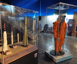 Intrepid Museum: Russian space suit and model rockets