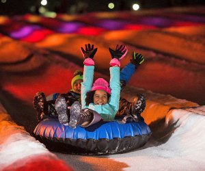 Galactic snow tubing at Camelback offers an LED light show come nightfall.