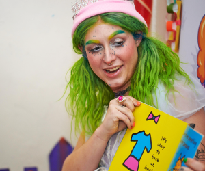 Enjoy story time courtesy of local drag performers at Lincoln Center's Drag Story Hour. Photo courtesy of Lincoln Center