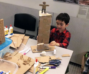 The Skyscraper Museum helps kids create their own skylines from basic shapes. Photo courtesy of the museum