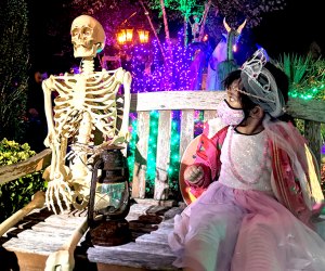 Come face-to-face with spooky skeletons in Queens' Bayside neighborhood. Photo by Judith Aquino