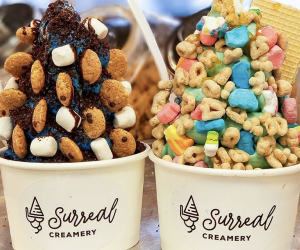 Grab an over-the-top sundae at Surreal Creamery, which is well-known for its towering Mason jar concoctions.