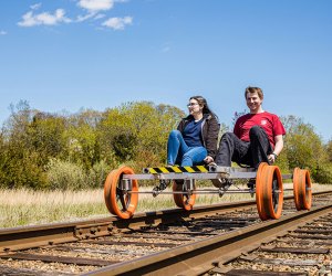 The Essex Steam and Riverboat offers a short rail trail rail biking season