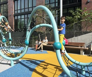 Kids can climb, run, and romp in Prospect Heights newest playground at Pacific Park.