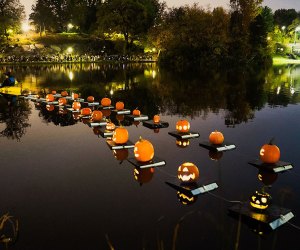 It's a parade of pumpkins and kids during Halloween on the Harlem Meer in northern Central Park. Photo courtesy of Central Park
