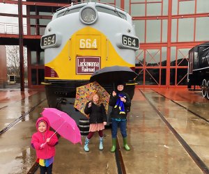Train day trips and train rides near NYC: Kids at Steamtown