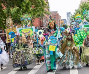 Ecological City stages a spectacular six-hour procession of visual art, giant puppets, and wild costumes. Photo courtesy of the Losaida Center 