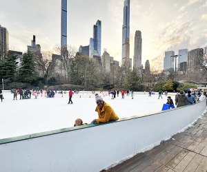 Ice skating at Wollman Rink in Central Park with kids