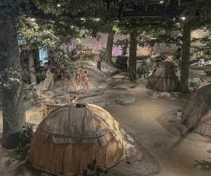 Photo of a recreation of a village in Mashantucket Pequot.