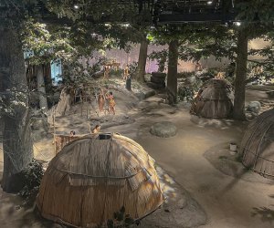 Photo of a recreation of a Mashantucket Pequot village.